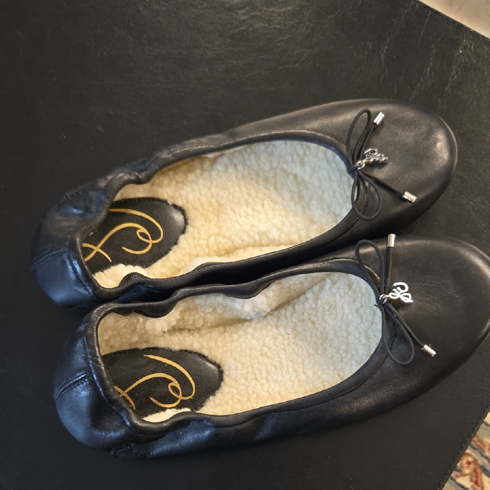 NEW Sam Edelman Black Leather Ballet Flats